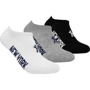 New York Yankees - 3-Pack Sneaker Socks - 3 Paar Sokken - 35 - 38 - Zwart/Wit/Grijs