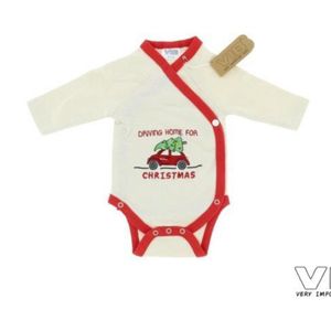 VIB- Romper Driving home for CHRISTMAS Beige-Rood