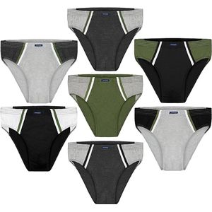 BRUBAKER - 7-pack Herensportslip - Gekleurde Katoenen Slip - Kleurenmix Olijf, Zwart, Grijs, Wit