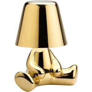 Lumi Glow Bros Tafellamp Oplaadbaar - Draadloos en Dimbaar - Nachtlamp Slaapkamer - Bureaulamp Woonkamer - Woondecoratie - Beelden en Figuren - Goud