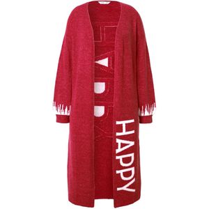 Angel of Style - Dames - Lang vest straight fit HAPPY-statements - Baksteenrood - Maat 46+