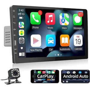 9 Inch 1 DIN Carplay Scherm - Apple Carplay - Android Auto - Touchscreen - Inclusief Achteruitrijcamera - Zwart