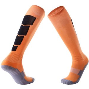 1 paar - Kniehoge sportsokken - Verdikte badstof met schokabsorptie en antislipfunctie - Unisex - Volwassene (past bij schoenmaten 39-45) - Oranje