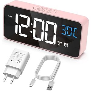 Digitale wekker met temperatuur en spraakbediening - Nachttafelklok met 2 alarmen en snooze functie