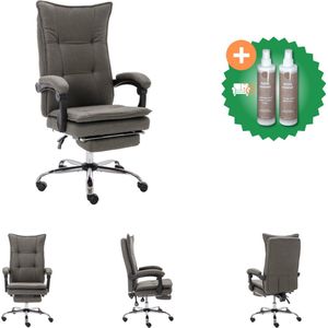 vidaXL Kantoorstoel stof grijs - Bureaustoel - Inclusief Onderhoudsset