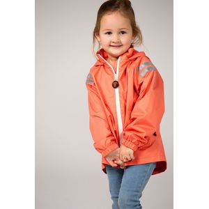 Ducksday - Regenjas Kinderen - Waterdicht - Ademend - Reflecterend - Regenkleding Unisex - Koraalrood - Maat 140