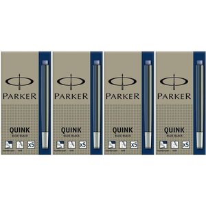 Parker S0116250 inktpatronen - Penvulling - Blauw/Zwart - 4 x 5 stuks