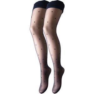20 Denier Watermeloen Polka Dot Sheer Hold-Up Kousen - Fashion Wear - Vrouwen