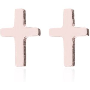 kruis oorbellen - oorstekers - unisex - rosegoudkleurige - stainless steel - Liefs Jade