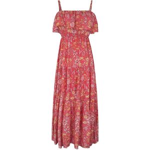 maxi jurk/ rood/roze/ bloemenprint