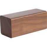 Wekker Block - Donker Hout fineer, Wit LED - 16x7,2x7cm