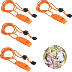 SNQ Noodfluitje - 4-Pack - Extra Sterke Reddingsfluit Met Reflecterende Band - Veiligheidsfluitje - Extra Luid - Waterdicht - Voor Kamperen - Wandelen - Bergbeklimmen
