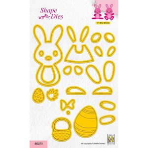 SD273 Nellie Snellen Shape Die Continue Easter Bunny - built up snijmal paashaas - konijn haas - pasen