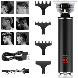 Mrs. Jones Baardtrimmer Elektrische Pro Li Professionele Elektrische Tondeuse Baardkit voor Mannen USB Oplaadbaar LCD-scherm T Trimmer Regular Cut voor Mannen Cadeaus voor Mannen - T-Blade 0 mm .