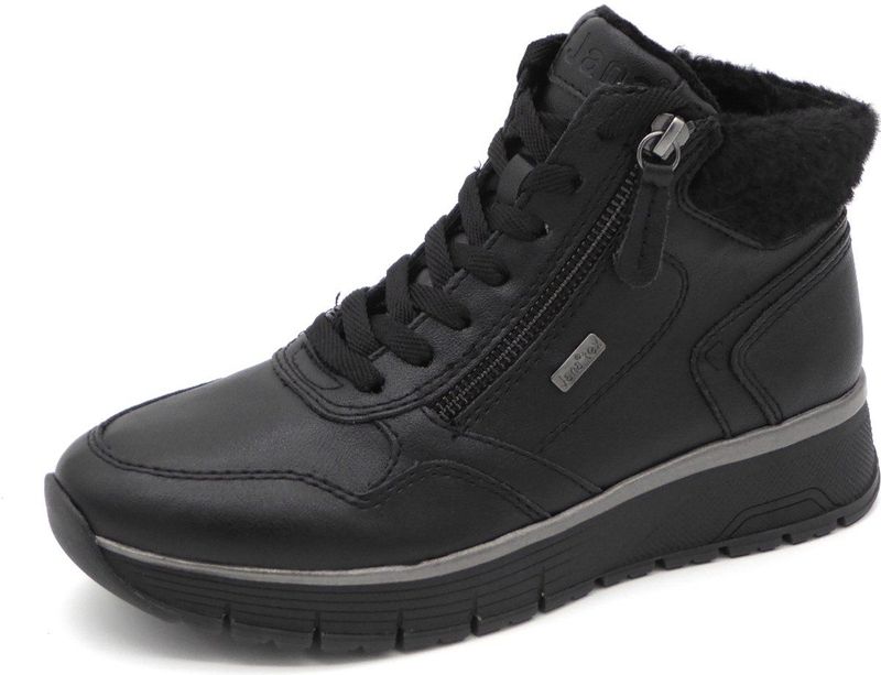 Jana Dames Lace Boot Flat TEX + Vegan-modieuze laarzen, zwart, 36 EU, zwart, 36 EU