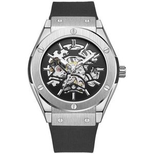 Shoplace Horloges voor Mannen - Heren horloge - Watch - Cadeau voor man - Mechanisch - Geschenkset Leer - Zilver