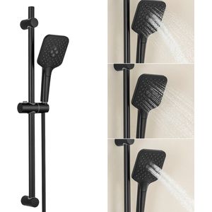 Lonheo max Doucheset 70CM - Handdouche met 3 stralen - Doucheslang 150 cm - Zwart