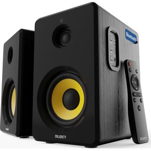 Majority D40X - Actieve Boekenplank Luidsprekers - Bluetooth, USB, AUX, RCA, Optisch - Ingebouwde Versterker - 4 Inch Basdrivers