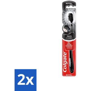 2 x Colgate - Tandenborstel - Charcoal Black 360 Medium - Zwart - 1 Tandenborstel - Tandenborstel - Tandenpoetsen - Houtskool - Mondverzorging - Tandenborstel Zwart