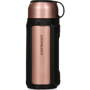 thermoskan 1,5 liter - NEW GIANT HOT TANK - isoleerfles roestvrij staal lekvrij - thermo-warmhoudkan voor koffie, thee & koude - goud roze