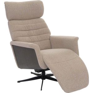 MCA fauteuil MCW-N56, relaxfauteuil voetsteun draaibaar Bouclé stof hout ~ stof bruin, hout grijs