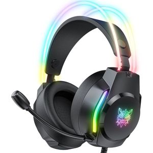 KINSI Gaming Headset met RGB Verlichting - Bedrade Koptelefoon met 3D Surround Sound