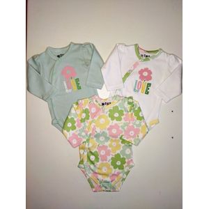 Nini - Rompertjes Fleur - Set van 3 - Maat 62 - 2 t/m 4 maanden