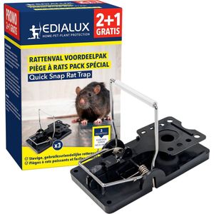 Edialux - Quick Snap - Rattenval - Voordeelpack - Slagvast Kunststof - 2+1 Gratis
