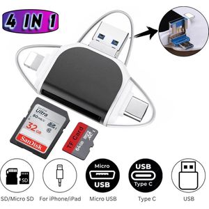 SD Kaart 4 in 1 Cardreader - USB C - SD/microSD Lezer
