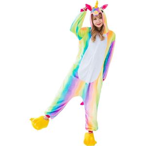 Eenhoorn Regenboog Onesie Pak Kostuum Outfit Huispak Jumpsuit Verkleedpak - Verkleedkleding - Halloween & Carnaval - SnugSquad - Kinderen & Volwassenen - Unisex - Maat XXS voor Lichaamslengte (125 - 137 cm)