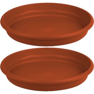 Hega Hogar Opvangbord - 4x - terracotta - kunststof - D29 cm - onderschaal/opvangbord