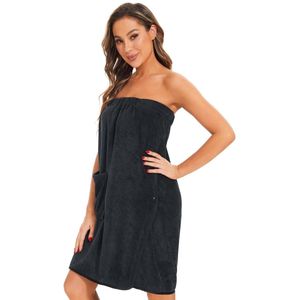 Ibenzoa® Hoogwaardige badjas van badstof voor dames – Ademende saunakilt met zakken