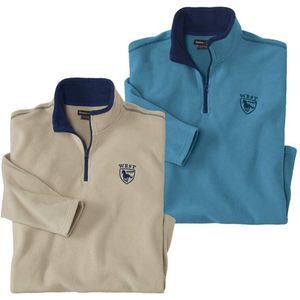 ATLAS FOR MEN - Set van 2 microfleece sweaters West Corp - Heren - Verkrijgbaar in grote maten - 5XL