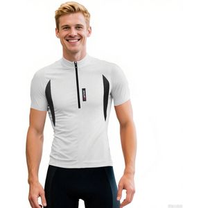 MEETEU Cycling Fietsshirt Heren Korte Mouwen - Wielershirt Heren Korte Mouw - Comfortabel en Sneldrogend Wielrenshirt Heren -Wit-M