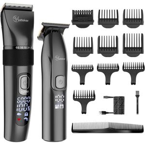 Hatteker Professionele Tondeuse Set – Haartrimmer & Baardtrimmer voor Heren – T-Blade Precisietrimmer – IPX7 Waterdicht – Zwart