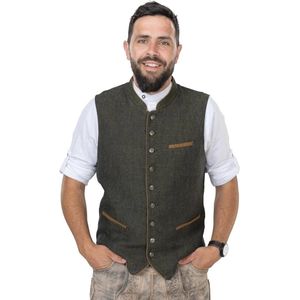 Vintage klederdrachtvest voor heren in groen-olijf - Perfect voor Oktoberfest