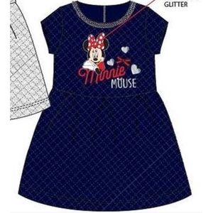 Disney Minnie Mouse Jurk - Sweaterstof jurk - Donker Blauw - Maat 110/116 - 6 jaar