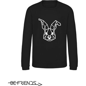 Be Friends Sweater - Konijn - Vrouwen - Zwart - Maat S