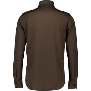 Profuomo - Japanese Knitted Overhemd - Donkerbruin - Slim-fit - Lange Mouw