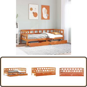 vidaXL Slaapbank - Hout - 90x200 cm - Met lades Slaapbank - Tweepersoonsbed - Stapelbare Bedden - Opbergladekasten - Designbed