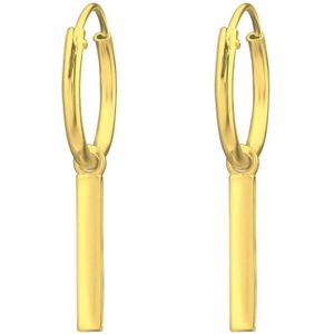 Oorbellen dames | Oorring met hanger | Gold plated oorringen met hanger, staafje | WeLoveSilver