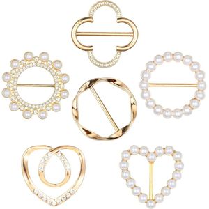 6pcs Brooches for Women's Clothing - Circle Beads Rhinestone Alloy - Stylish Scarf Corner Knot