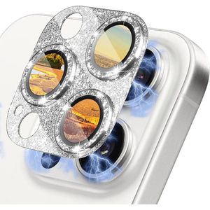 JGS Premium - Camerabescherming voor iPhone 16 Pro/16 Pro Max - Hardheid 9H - Glazen Cameralens Beschermfolie - HD-Camera Bescherming - Sterke Hechting - Krasbestendig - Zilver