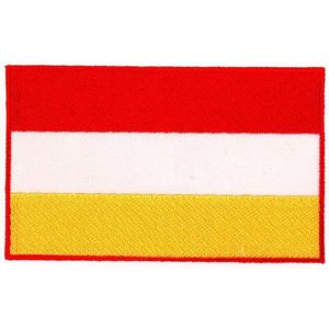 Applicatie Vlag oeteldonk rood/wit/geel 12x7 cm