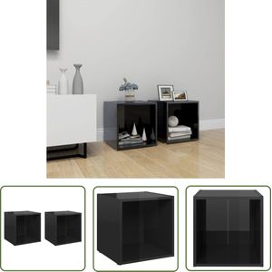 The Living Store TV-meubel - Stereokast - 37x35x37 cm - Hoogglans zwart - Tv-meubel - Stereokast - Houten Tv-stand - Zwarte Tv-kast - Media Kast