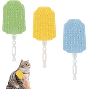 3pcs Cats Tongue Comb, Cat Grooming Brush Cats Brush for Shedding Cute Cats Tongue Brush Cats Hair Brush for Long Haired Cats Removing Hairballs (Ice Colors)