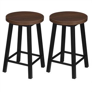 Set Van 2 Eetkamerstoelen Gemaakt Van Metaal & Hout Donker Beukenhout