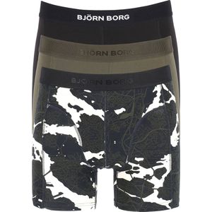 Björn Borg boxershorts Core (3-pack) - heren boxers normale lengte - army - print en zwart -  Maat: M