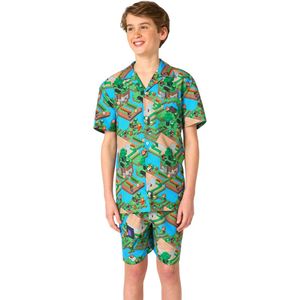 OppoSuits Teen Boys Minecraft Summer Set - Officieel Minecraft pak - Shorts en Shirt - Zomer outfit - Maat EU146/152
