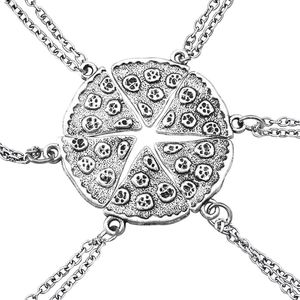 Best Friends Pizza kettingen - Zilveren paar vriendschap kettingen (Pack van 6)